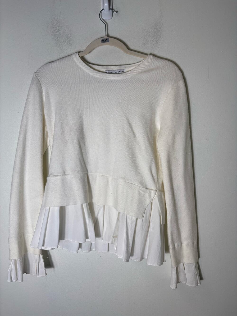 English Factory Off White Long Sleeve Layered Sweater Sz S
